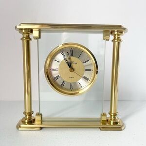 Seth Thomas Brass Plated Quartz Mantle Clock